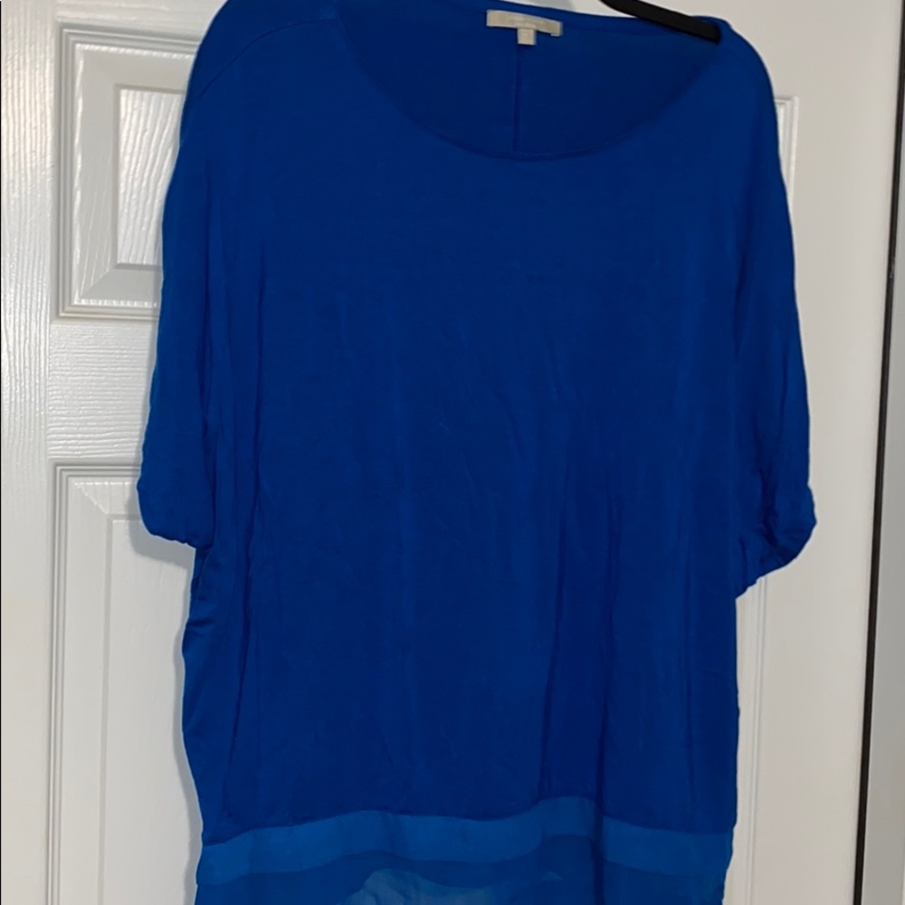 LN Joan Vass Batwing S/S bright blue Top SZ XL